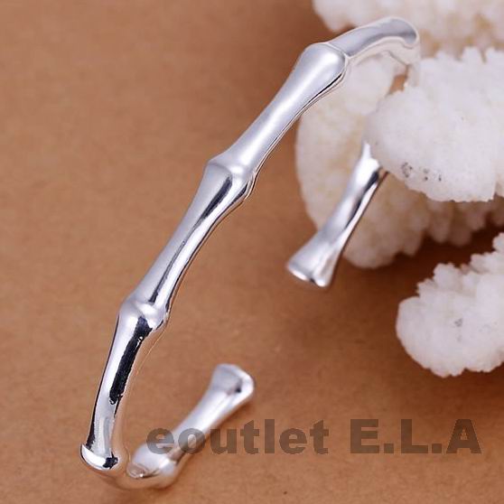 BAMBOO STYLE SILVER CUFF BANGLE